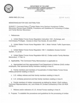 美国陆军参谋长汉弗莱斯平民不当行为审查委员会 (...